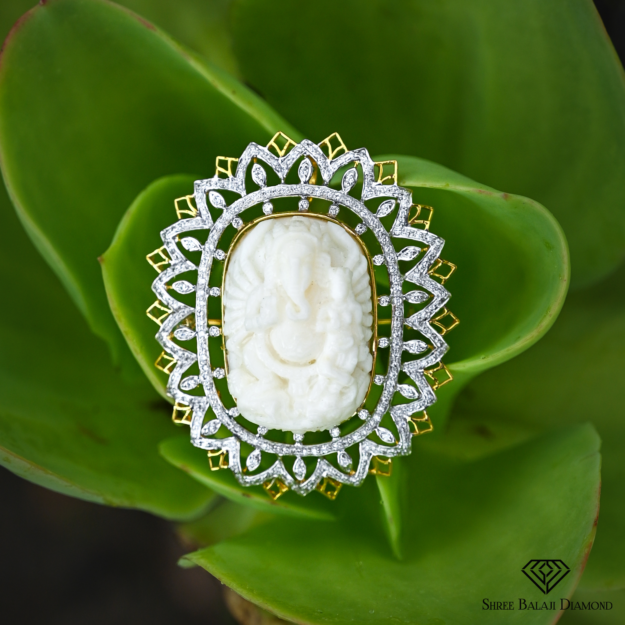 Enchanted White Muga Brooch Shree Balaji Diamond Enchanted White Muga Brooch Shree Balaji Diamond
