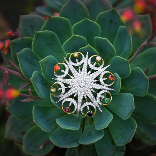 Star & Moon Brooch for Her Shree Balaji Diamond