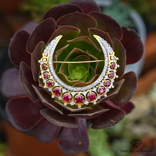Ruby Moon Brooch Shree Balaji Diamond