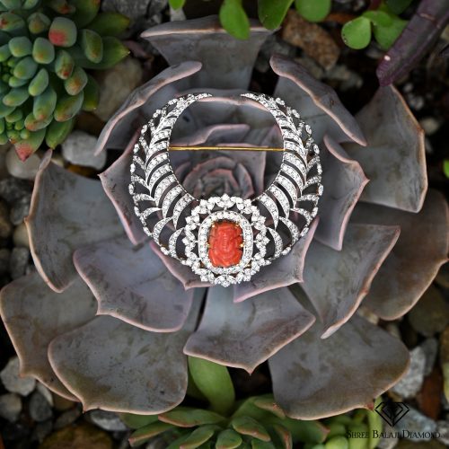 Muga Crescent Brooch Shree Balaji Diamond