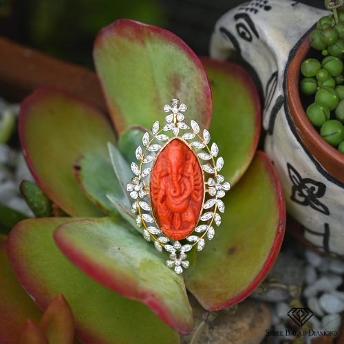 Oval Muga Diamond Brooch Shree Balaji Diamond
