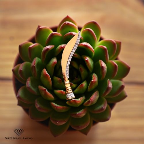 Single Line Diamond Khukuri Brooch Shree Balaji Diamond