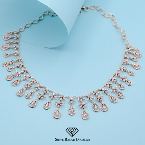 SPARKLING ROSE GOLD DIAMOND NECKLACE Shree Balaji Diamond
