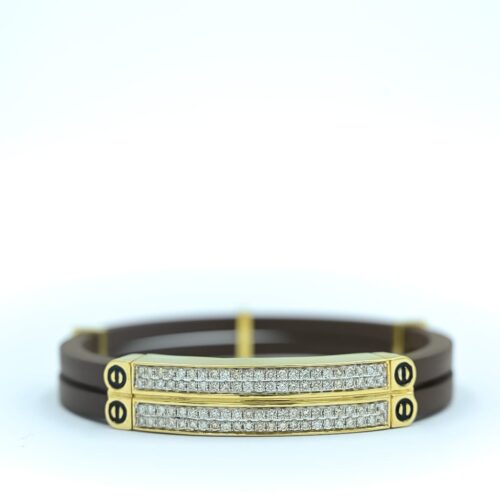 Modern Fancy Armor Diamond Paved Golden Men’s Bracelet. Shree Balaji Diamond