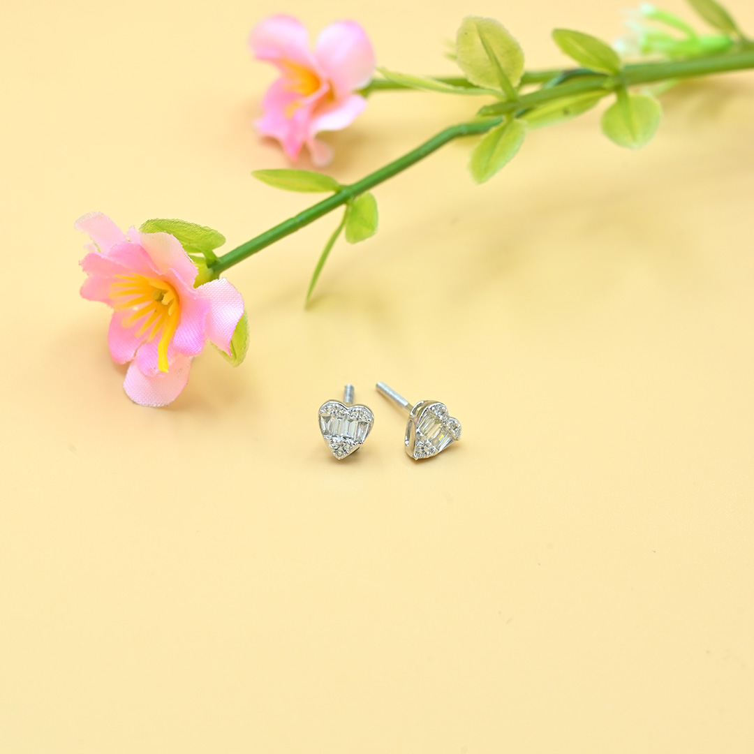 Heart Shaped Diamond Mini Earrings Shree Balaji Diamond Heart Shaped Diamond Mini Earrings Shree Balaji Diamond