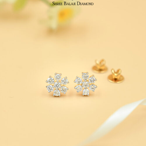 Floral Stone Diamond Earrings Shree Balaji Diamond