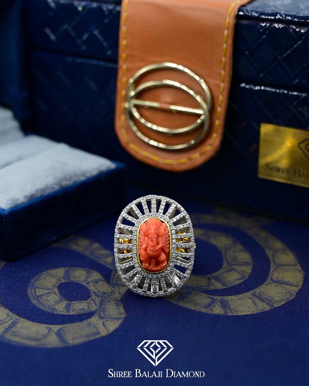 Red Muga Ring Shree Balaji Diamond Red Muga Ring Shree Balaji Diamond