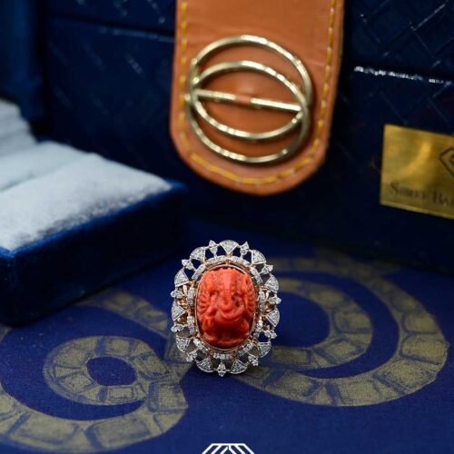 Red Muga Diamond Ring Shree Balaji Diamond
